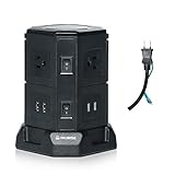 【プライム会員さらに400円OFF】HILIMSE 電源タップ タワー型 コンセント 3ピン 6個AC充電口(110-250V)+4個USB