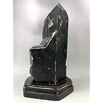 モリオン　石のみで約703g 強力パワーストーン　台座付 モリオン（黒水晶）丸玉 置き石 台座付き 直径7.4cm | うさぎ屋