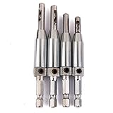 yiteng 木材加工　木製　金属　センタリング　ドアロック　ヒンジドリル　ビットセット（5/64'', 7/64'',9/64'',11/64''）4個入りセット