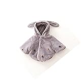 Cute Minor　ガールズ児童用　マント　秋冬　ファッション　新品　ラビット耳風の　子供用　毛皮　厚い　帽子つく　マッチングしやすい　ベビー　マント/コート (85cm, グレー)