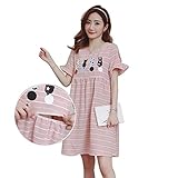 授乳口 ファスナー 楽々 マタニティ ワンピース体型カバー 猫デザイン　授乳服　半袖　着やすい可愛い　産前 産後 (ピンク, XXL)