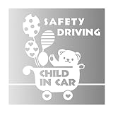 デザイン工房ＳＩＧＮＳ 車ステッカー Child in car 8 綺麗にはがせる 車 ステッカー 熊 風船 ベビーカー シルバー