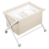 Petit Praia 50 x 80 x 72 cm Crossed Wooden Bassinet White Orson Beige by Petit Praia