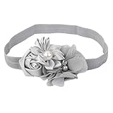 ノーブランド品 2PCS 　赤ちゃん　女の子　弾性　写真撮影　小道具　花　ヘッドバンド　ヘアバンド　ターバン　髪飾り　贈り物　5色選べる - 灰