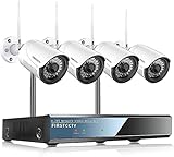FIRSTCCTV 防犯カメラ 屋外 200万画素 監視カメラセット 防水NVRカメラ4チャンネル1080PHD 音声録画 無線 WIFi