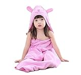 MoonFlower (ムーンフラワー) キッズ 赤ちゃん バスタオル ラップタオル おくるみ 大判 フード付き かわいい (ピンク)