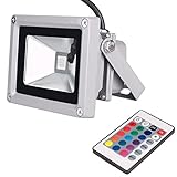 Meily LED 投光器 屋外 室内照明 RGB16色点灯 防水仕様IP65 リモコン付き カーラー変更可能 産業用 作業灯 看板灯 庭照明 景観照明 (10w)