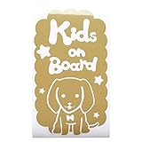 ゴールド（金） 犬 ダックスフンド もこもこ Kids on board キッズオンボード ステッカー 窓ガラス用シールタイプ 車 円戌 干支 動物