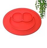 Kukeベビー食器ハッピーマットランチ皿　子供用　シリコンミニマット　キッズ食事マット　ベビー テーブルマット　離乳食　撥水 丸洗い 滑り止め　レッド