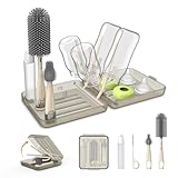 VOGOGE 哺乳瓶洗い 旅行, 哺乳瓶ブラシ 持ち運び, 赤ちゃん旅行の必需品, 透明なコーヒー色