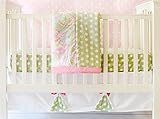 My Baby Sam Pixie Baby 3 Piece Crib Bedding Set, Pink and Green