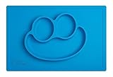 Baby Turnip Fun Meal Placemat (Blue) - One-piece Silicone Placemat Baby Plate by Baby Turnip