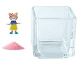 花市場直送便 ミニチュアガラス ベアーちゃん & カラーサンド パステルピンク & 植え込み用グラス ニューブロックS
