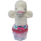 おむつケーキ　出産祝いパンパースMサイズ小型2段オムツケーキ　ハンドパペット付き女の子用【白イルカ】