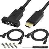 Xiatiaosann USB 3.1タイプCパネルマウントケーブル、4K 60hz 10Gbps USB Cオス-メス充電＆データ延長コード、ドライバー、ネジ付き（2パック）