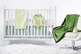 SwaddleDesigns 6 Piece Crib Bedding Set with Crib Skirt with Luxury Adult Blanket Pure Green 0-3mont