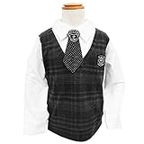 Back & Forth 男児 フォーマル ネクタイ付き切替シャツ (04ブラック格子/110cm)