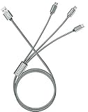 【Only Lightning Support Sync Data】Chafon 3 in 1 Multi USB Cable 3.3 Feet (1M) with 8 Pin Lightning,U
