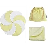 Hi Sprout Reusable Super Soft and Washable Organic Bamboo Feeding Nursing Pads - 2 Pairs White and 2