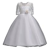 レースガールズプリンセスドレス、balakieブライズメイドミスコンテストチュチュチュールガウンパーティーウェディングドレス 14T ホワイト BK-15989