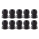 Dovewill 　10個入り　PG13.5　黒　プラスチック製　防水設計　ケーブル固定用　ケーブルグランドコネクタ　6-12mm