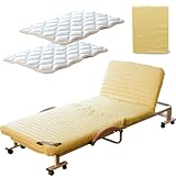 エムール 組立不要 折りたたみベッド『メホール』（ベッドパッド＆シーツ付セット） セミダブル モカベージュ