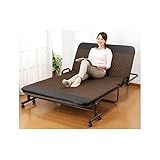 収納式14段階リクライニングベッド/折りたたみベッド 【シングル】 ブラウン キャスター付き コンパクト収納