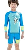 (チェリーレッド)CherryRed 子供ウェットスーツ キッズフルスーツ 日焼け止めの水着 活力 長袖+パンツ セット 速乾性 プリント 家族お揃い 青 XL