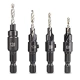 4pcs 1/4 inch Quick Change Hex Shank Countersink Drill Bit with Wrench