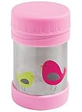 Stainless Steel 12 Ounce Insulated Food Jar, Pink Birds, by One Step Ahead by One Step Ahead