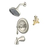 Aqueous KTS-305030BN Shower Kit with Trim, Sunflower Showerhead, Tub Spout with Diverter, and Rough-