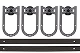TMSアンティーク ホースシュー TSQ07 スライド式 ドア ハードウェア 12 FT (DOUBLE DOOR) ブラウン TSQ07-ORB(2SET)+Connector-ORB(1PC) 1