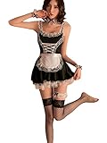 [Nauhiya] メイド服 ハロウィン コスプレ セクシー メイド エプロン カチューシャ セット (大きいサイズ)