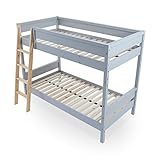 LOWYA （ロウヤ） 2段ベッド バンクベッド ベッドフレーム すのこ 木製ベッド はしご 子供部屋 ハイタイプ シングルサイズ グレー/ナチュラル