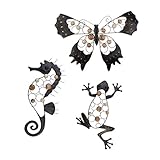 P Prettyia 3点　動物装飾　壁アート　ヤモリ＋海馬＋蝶　鉄工芸　チャーム　庭　部屋　お店　飾り