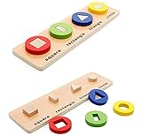 VolksRose? Wooden Baby Shape & Color Recognition Colorful Geometric Board Stack & Sort Puzzle Toy #B