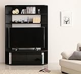 コーナーにも平面にも置ける薄型スタイリッシュTVボード 52V対応可 収納力大 隠しキャスターで移動楽々 (ブラック)