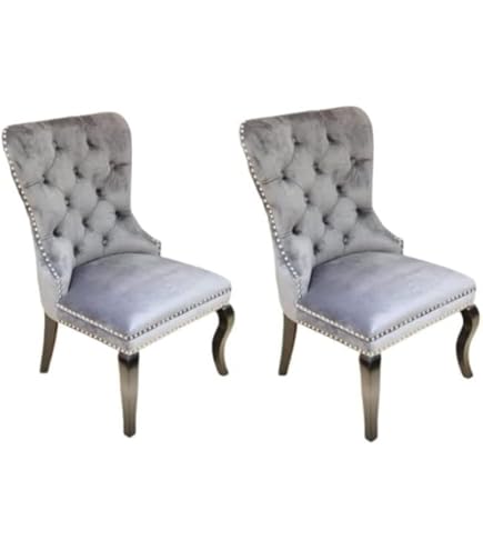 Amazon｜2脚セット モケット ボタン締め スタッズ 猫脚 チェア ロココ