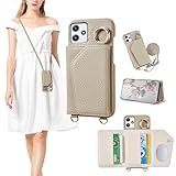 Xiaomi Redmi 12 5G ケース 手帳型 レドミ12 5g スマホケース 手帳型 redmi 12 5g xig03 ケース ショルダー redme12 5g スマホケース 肩掛け redmi 12 5g カバー レッドミー12 5g ケース xig03 カバー 斜め掛け 小銭 可愛い 調節可能なショルダーストラップ 耐衝撃 化粧鏡付き カード収納 取り外[アーモンドブラウン]