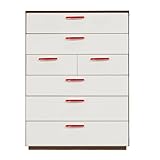 Alpha Takaba Co.,Ltd. カラフルチェストシリーズ リリーブラウン 100cm幅6段 取っ手レッド