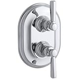 KOHLER K-T10594-4P-CP Bancroft Stacked Thermostatic Trim with White Ceramic Lever Handle, Valve Not 