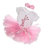 【ノーブランド品】 ベビー　ガールズ　ロンパース　ボディスーツ　ドレス　第1クラウン　誕生日　パーティー　服装　全４サイズ - L