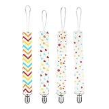 Decdeal 4枚/セット おしゃぶりホルダー クリップ 赤ちゃん幼 コットン ステンレススチール クリップ