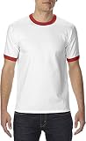 (ギルダン)GILDAN Tシャツ 76600 アダルト リンガーTシャツ 76600 ホワイト/ネイビー L