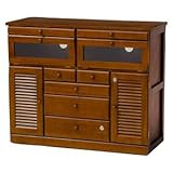 FAX台(電話台/ルーター収納) 木製 扉/引き出し/隠しキャスター/可動棚/鍵付き ブラウン