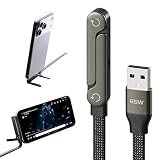【1本で充電＆スタンド】USB C ケーブル 2in1 充電ケーブル 折りたたみ スタンド付き 合金製 L字 タイプc 240W 急速充電 1.5M ナイロン編み込み 断線防止 高耐久 データ転送 iPhone17/16/15/iPad/MacBook/Galaxy/Pixel/Google/SwitchなどUSB-Cデバイス対応 (USB A to Type C)