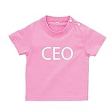 出産祝い 英語 英会話 会社 初めての英語シリーズ CEO Tシャツ ベビーサイズ BABY 70cm-90cm (80, ピンク)