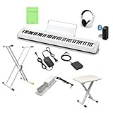 【専用ヘッドホン&ワイヤレスアダプター付き!】CASIO カシオ 電子ピアノ DigitalPiano 88鍵盤 Privia PX-S1100 (スタンド&椅子&ペダルセット, WE ホワイト)
