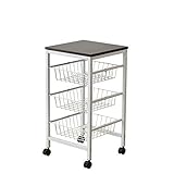 (DORIS) キッチンワゴン キャスター付 【ミルフィー 3段 ブラウン】 木製天板 キッチン収納 可動ワゴン 横幅：36cm 組み立て式