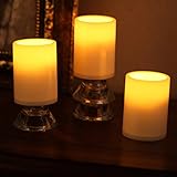 Eleoption Home Impressions 3 x 4インチFlamelessプラスチックピラーLED Candle Light withタイマー、電池式、アイボリー、3パック